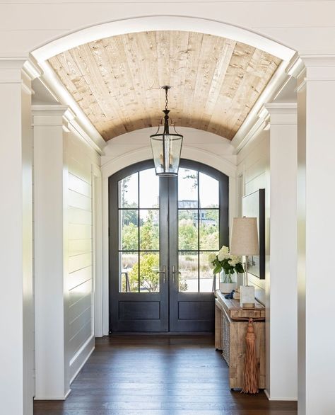 Herlong Architects + Interiors | • barrel vault ceiling detail • | Instagram Kitchen Hearth Room, Vault Ceiling, Barrel Vault, Open Foyer, Barrel Vault Ceiling, Barrel Ceiling, Luxury Coastal, Dental Office Decor, Modern Entrance