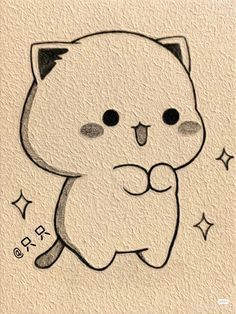 Gatto Carino, Kitten Drawing, Cute Easy Doodles, Easy Love Drawings, Images Kawaii, Cute Sketches, Easy Doodle Art, Easy Doodles Drawings, Simple Cartoon