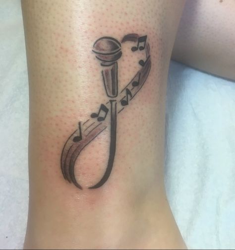 Microphone Memorial Tattoo, Karaoke Tattoo Ideas, Karaoke Tattoo, Microphone Tattoo Ideas, Microphone Tattoo Design, Amy Schneider, Music Sign Tattoo, Chest Tattoo Wings, Love Music Tattoo