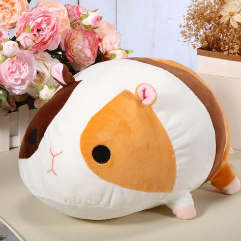 this soft guinea pig throw pillow is made of stretchy soft fabric, filled with pp cotton, which has a cotton candy like texture and is as soft as a pillow; Quality plush material, skin friendly and expressive face make this stuffed guinea pig a life companion that looks really real. Pig Stuffed Animal, Pig Plushie, Pig Pillow, Soft Throw Pillows, Cute Guinea Pigs, Pig Party, Pet Pigs, Animal Cute, Kawaii Gifts