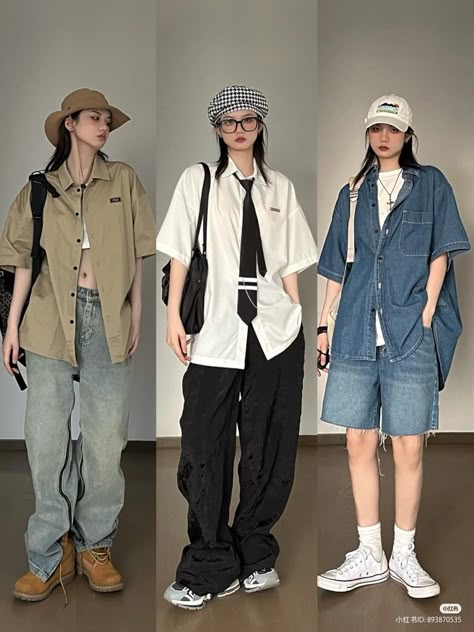 Chinese Y2k, Yk2 Outfits, Boyish Outfits, Genderless Fashion, Outfits Retro, Concept Clothing, Baggy Clothes, Tomboy Outfits, Tomboy Style Outfits