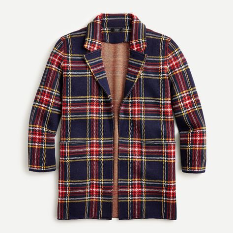 J.Crew: Clothes, Shoes & Accessories For Women, Men & Kids Stewart Tartan, Holiday Plaid, Plaid Outfits, Sweater Blazer, Open Front Sweater, Jcrew Women, Linen Blazer, Winter Fashion Outfits, Tartan Plaid