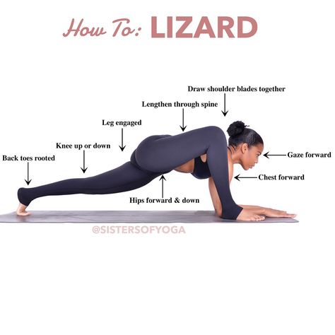 Sisters Of Yoga Collective on Instagram: “#SistersOfYoga #SOYtutorial . BENEFITS OF LIZARD: . ▫️Opens the chest. ▫️Stretches the hip flexors, hamstrings & quads. ▫️ Strengthens leg…” Yoga Beginners, Yoga Exercises, Easy Yoga Workouts, Pose Yoga, Yoga Photography, Easy Yoga, Yoga Postures, Yoga Training, Yoga Stretches