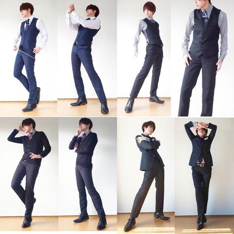 Active Reference Poses, Hands In Suit Pockets Pose, Manga Reference Poses Male, Holding Coat Over Shoulder Pose, Guy Reference Poses Photo, Standing Idle Poses Reference, Male Refrence Pose, Pose Reference Photo Male Action, Adjusting Tie Pose