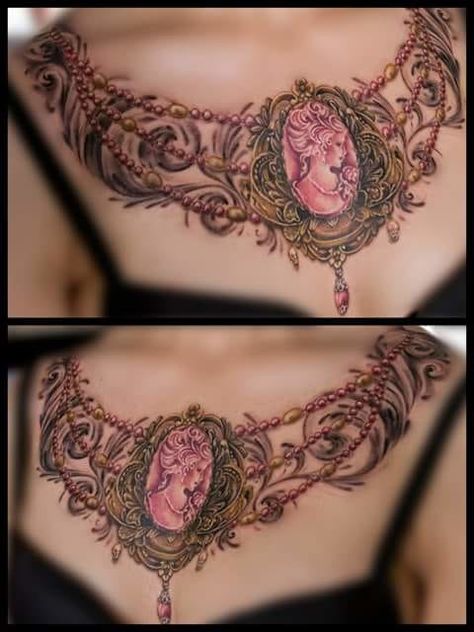 Cameo Tattoo, Taboo Tattoo, Chris Garver, Chain Tattoo, Gem Tattoo, Necklace Tattoo, Tattoo Skin, Facial Tattoos, Japanese Sakura