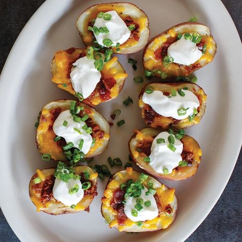 Mini Potato Skins – Instant Pot Mini Potato Skins, Ukrainian Easter Bread, Mini Hotdogs, Potato Skins Recipe, Potatoe Skins Recipe, Mini Potatoes, Small Red Potatoes, Bite Size Appetizers, Potato Skin