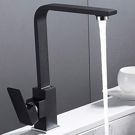 Replace Bathroom Faucet, Black Sink Faucet, Rustic Faucets, Black Faucet Bathroom, Black Bathroom Faucet, Brass Bathroom Faucets, Modern Kitchen Sinks, Basin Sink Bathroom, Black Faucet