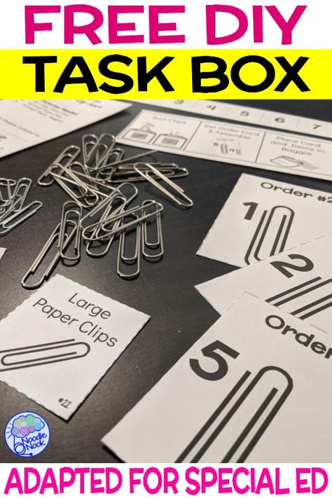 Assembly Tasks Life Skills, Easy Task Boxes, High School Task Boxes, Life Skills Task Bins, Task Boxes For Special Education Free, Free Task Box Printables, Task Boxes For Older Students, Task Box Ideas, Vocational Activities