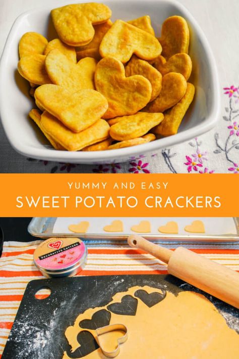 Easy Crackers, Sweet Potato Crackers Recipe, Potato Crackers, Sweet Potato Crackers, Healthy Snack Recipe, Meals Kids Love, Crackers Recipe, Recipe For Kids, Healthy Baby Food