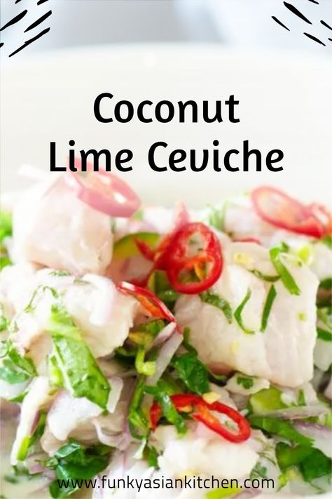 Tropical ceviche in under 15 minutes? Yes, please! This healthy starter is an elegant starter that you can make hours ahead. Perfect party food! #ceviche #seafood #asianseafood Asian Pantry, Seafood Ceviche, Asian Salads, Scallop Ceviche, Asian Seafood, Asian Appetizers, Healthy Asian, Healthy Asian Recipes, Asian Party