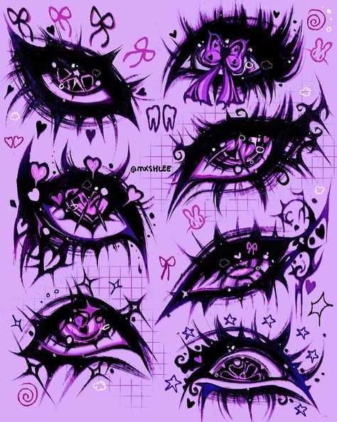 Eye Sketches, Creepy Cute Aesthetic, Body Part Drawing, Creepy Eyes, Cartoon Eyes Drawing, Eye Sketch, Eyes Drawing, Yami Kawaii, Eyeliner Looks