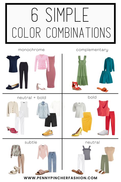 Color Matching in Clothes - Penny Pincher Fashion Colour Matching Clothes, Outfit Color Combinations, Mix And Match Outfits, Jewellery Styling, Colourful Clothes, Penny Pincher Fashion, Capsule Wardrobe Women, Bold Outfits, Colorful Wardrobe