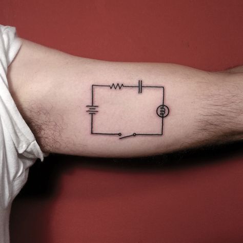 #electric #circuit #tattoo #קעקוע# מגל# חשמל Engineering Tattoo Electrical, Electrical Engineering Tattoo, Electrical Engineering Tattoo Ideas, Tattoo Electricity, Electrical Tattoos For Men, Electric Tattoo Ideas, Electrician Tattoo Ideas, Electrical Tattoo, Power Line Tattoo