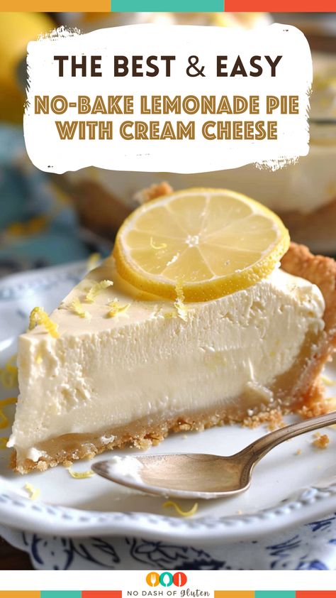 Cool off with this Easy No-Bake Lemonade Pie with Cream Cheese! With a buttery graham cracker crust and a creamy, tangy lemon filling, this pie is a breeze to make and perfect for any summer occasion. Ready in just 15 minutes, it’s a deliciously refreshing treat that everyone will love. Don’t forget to save this pin and try it out at your next gathering! Click to save this recipe! Cream Pies Recipes, Lemon Cream Cheese Pie, Pie With Cream Cheese, Lemonade Pie Recipe, Summer Pies, Cream Cheese Lemonade Pie, No Bake Lemon Pie, Lemonade Pie, Lemon Pie Recipe