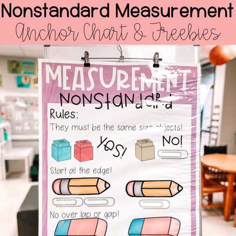 Measurement Anchor Chart Kindergarten, Measurement Anchor Chart 2nd, Measurement Preschool, Measurement Anchor Chart, Nonstandard Measurement, Math Anchor Chart, Teaching Measurement, Measurement Kindergarten, Centers Kindergarten