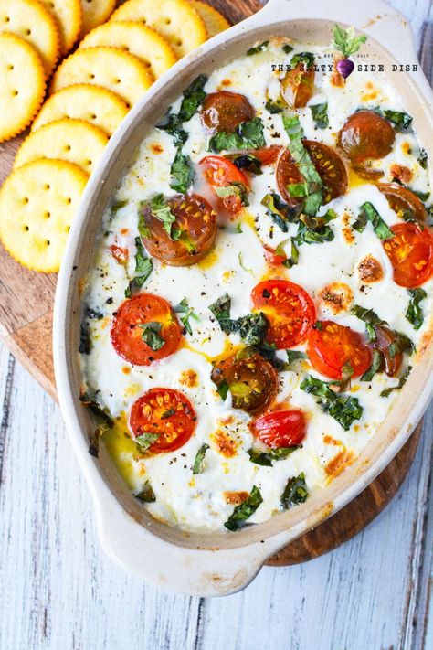 Caprese Dip Recipe, Italian Apps, Caprese Dip, Appetizer Dips Hot, Italian Caprese, Caprese Recipe, Hot Apps, Italian Recipes Appetizers, Appetizer Party