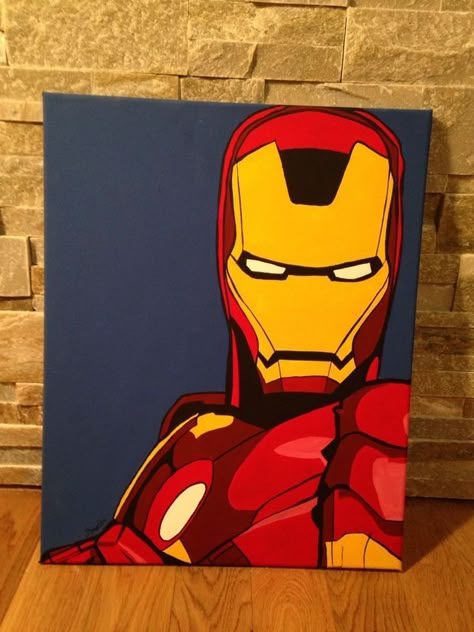 Avengers Pop Art, Marvel Pop Art Painting, Ironman Canvas Painting, Iron Man Art Comics, Iron Man Art Draw, Iron Man Painting Canvases, Iron Man Art Paint, Iron Man Pop Art, Pop Art Painting Ideas Simple