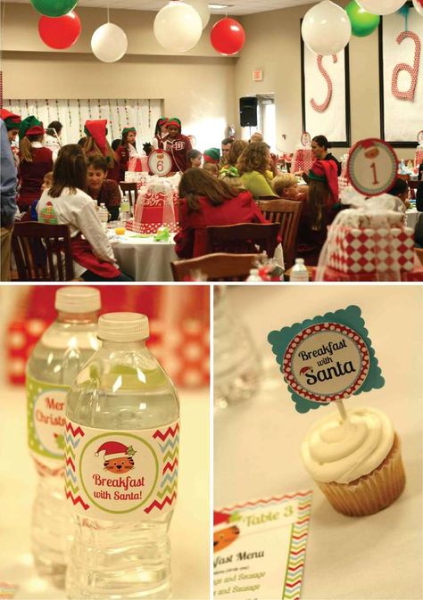 Christmas Party Christmas/Holiday Party Ideas | Photo 1 of 49 Breakfast With Santa Centerpieces, Breakfast With Santa Ideas, Santa Recipes, Santa Pancakes, Santa Breakfast, Breakfast With Santa, Aqua Christmas, Ward Christmas Party, Christmas Dessert Table