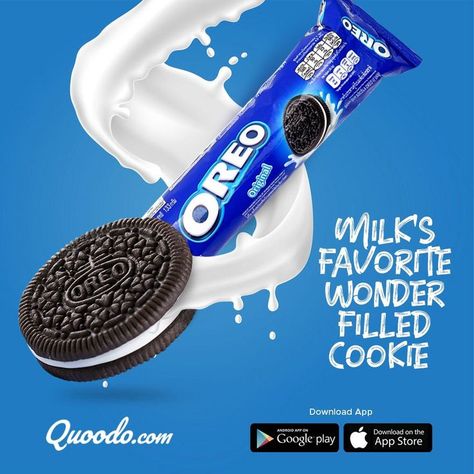 Oreo Milk, Oreo Biscuits, Cream Biscuits, Filled Cookies, Typography Poster Design, Sandwich Cookies, Oreo Cookies, Print Ads, Oreo