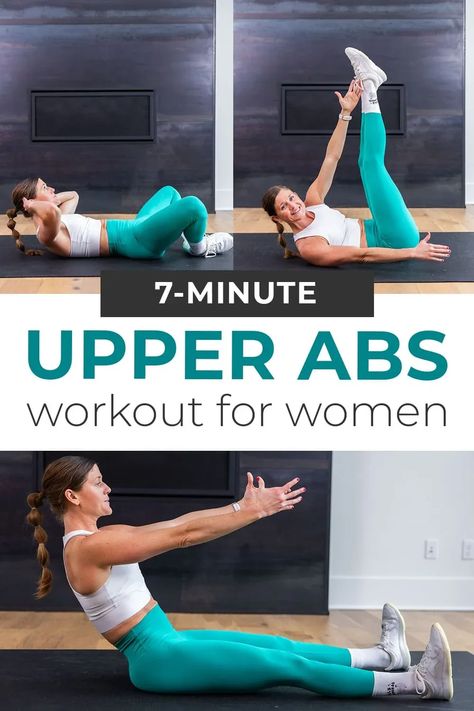 Target the upper abs with this fun and effective no equipment workout: the BEST upper ab exercises! The upper abs are the most visible part of the rectus abdominis, or the "six-pack" muscles in the abs! Follow along Upper And Lower Stomach Workout, Best Abdominal Exercises For Women, Best At Home Ab Workout, Abbs Work Out Home, Abd Exercises For Women, Upper Core Exercises, Daily Abs Workout For Women, Exercises For Upper Abdomen, Upper Abdomen Workout