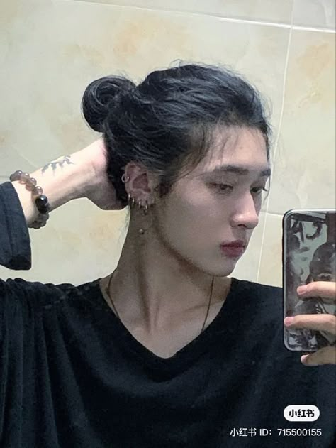 Brown Hair Male, Men's Piercings, Hair Styles Men, Boys Long Hairstyles, Longer Eyelashes, Long Black Hair, Hair Reference, Gender Envy, Long Hair Styles Men