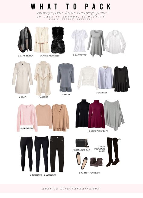 What to Pack: Outfits for March in Europe March In Europe, Outfits For March, Europe Clothing, Capsule Packing, Europe In March, Travel Mediterranean, Europe Autumn, London In March, March Outfits