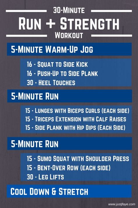 This 30-minute run and strength workout consists of 3 treadmill runs and 3 strength training circuits - a great full body workout! | www.justjfaye.com #exercise #fitness #healthy Full Body Workouts, Treadmill Workouts, Running On Treadmill, Crossfit Workouts, Strength Workout, Boot Camp, Exercise Fitness, I Work Out, Running Workouts