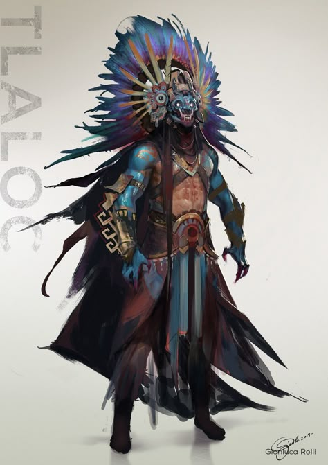 ArtStation - TLALOC - Age of Pantheons, Gianluca Rolli Aztec God Concept Art, Beast Men, Aztec Gods, Aztec Mask, Aztec Culture, Mayan Art, Aztec Warrior, Aztec Art, 다크 판타지