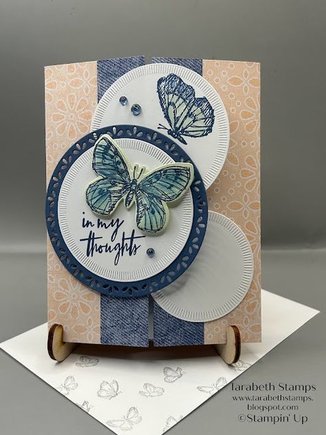 Stampin' Up Country Lace Sketched Butterflies In My Thoughts Gatefold Card Tutorial | Tarabeth Stamps Sketched Butterflies, Happy Friday Eve, Butterfly Sketch, Friday Eve, Gatefold Cards, Nature Card, Beaded Crafts, Card Tutorial, Butterfly Cards