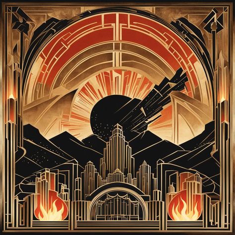 Art Deco Fantasy City, 1920s Architecture, Old Hollywood Theme, Art Deco City, Art Deco Graphics, Art Deco Aesthetic, Art Deco Artwork, Hollywood Theme, Animation Reference