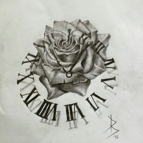 Rose Clock Tattoo, Cosmo Tattoo, Min Tattoo, Left Hand Tattoo, Clock And Rose Tattoo, Cosmos Tattoo, Rose Clock, Learn To Tattoo, Latest Tattoo Design