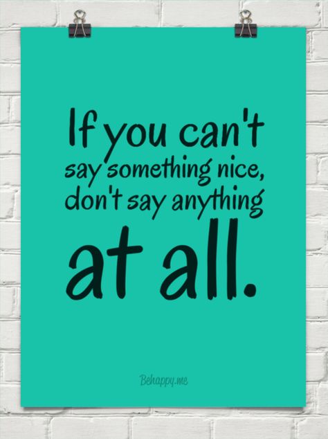 If you can't say something nice, don't say anything at all. Gossip Quotes, Boss Lady Quotes, Say Something Nice, Something Nice, School Quotes, Interesting Quotes, Wwe Wrestlers, Good Thoughts Quotes, Say Anything