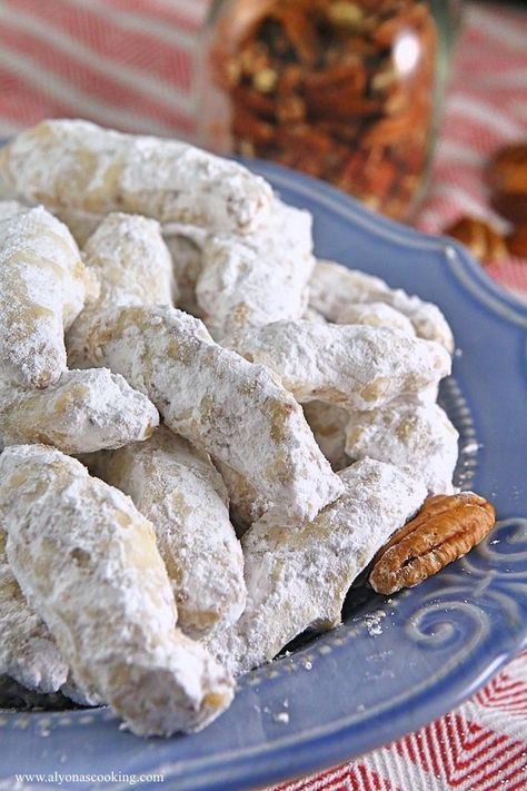 Snowball cookies, Nutty Fingers, Russian Tea cookies are all very similar cookies to these incredibly easy and flakey cookies. My 7 year old daughter made these (their that easy!) Nutty Fingers Recipe, Pecan Fingers Recipe, Russian Tea Cookies, Lady Finger Cookies, Crescent Cookies, Finger Cookies, Russian Tea, Snowball Cookies, Favorite Cookie Recipe