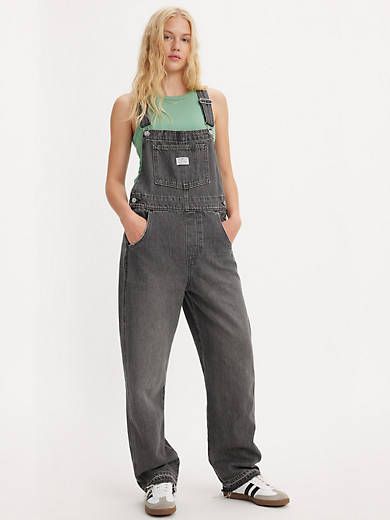 Vintage Women's Overalls - Black | Levi's® CA Gray Overalls Outfit, Work Overalls Women, Punk Overalls, Levi Overalls, Grey Overalls, Levis Overalls, Work Overalls, Classic Workwear, Workwear Essentials