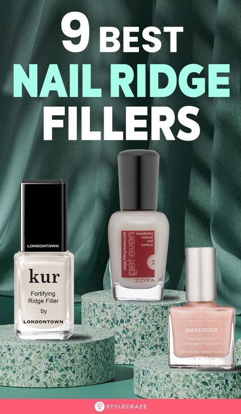 9 Best Nail Ridge Fillers: They revive the nail plate instantly and create a smooth surface to help apply nail color evenly. They also strengthen your natural nails, restore nail flexibility, reduce the appearance of yellow stains and discoloration, and resist chipping. #Nails #NailCare #NailCareTips Nail Filler, Nail Ridges, Nail Room Ideas, Metallic Nail Polish, Diy Beauty Treatments, Weak Nails, Polish Nails, Damaged Nails, Popular Nail Designs