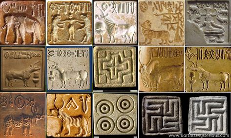 Collection of Indus Valley Stamp Seals in indecipherable Harappan language (3500-1900 BCE) Often, animals such as bulls, elephants, rhinoceros, water buffaloes and the mythical unicorn accompanied the text on seals to help the illiterate identify the origin of a particular seal. Famous Indian Paintings, Indian Art Forms, Mayan Glyphs, Mohenjo Daro, Tanjore Paintings, Indus Valley, Indus Valley Civilization, Ancient Paintings, Rosetta Stone