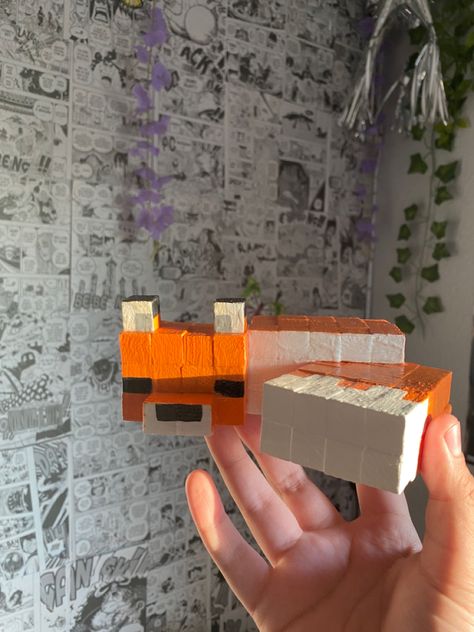 Minecraft Wooden Block Crafts, Minecraft Grid, Diy Minecraft Decorations, Minecraft Animals, Minecraft Diy Crafts, Minecraft Room Decor, Minecraft Diy, Wood Cube, Minecraft Blocks