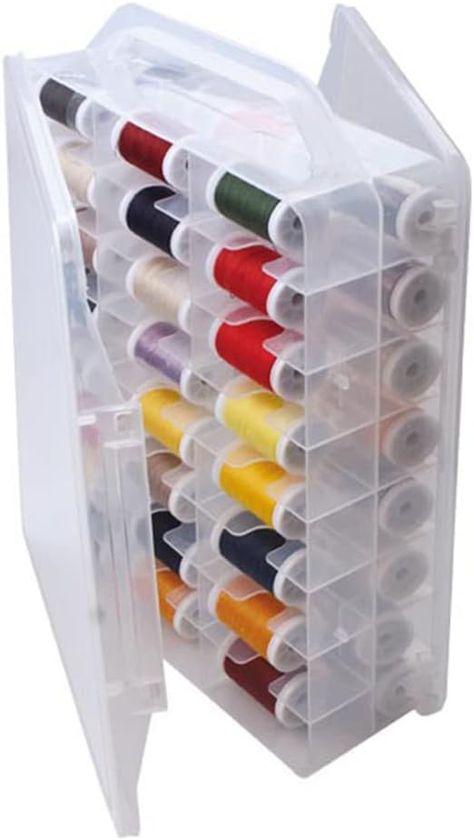 Amazon.com: 46 Grids Sewing Organizer, Double Sided Thread Box Storage, Portable Clear Plastic Organizer Box for Embroidery and Sewing Threads, Embroidery Floss, Crafts, Small Toys (Clear) Floss Crafts, Embroidery Floss Crafts, Sewing Organizer, Home Embroidery Machine, Bead Storage, Plastic Organizer, Clear Box, Sewing Organization, Thread Spools