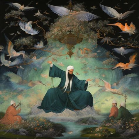 Premium AI Image | Sufi poetry and philosophy Sufi Art Paintings, Sufism Aesthetic, Sufi Aesthetic, Ottoman Aesthetic, Aesthetics Philosophy, Sufi Art, Philosophy Art, Islam Art, Sufi Poetry