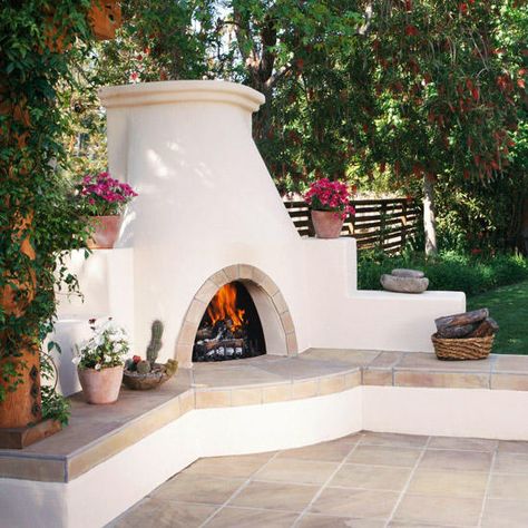 Kiva Fireplace, Outside Fireplace, Fireplace Outdoor, Diy Outdoor Fireplace, Outdoor Fireplace Designs, Backyard Fireplace, Patio Fireplace, Casa Country, Casa Vintage