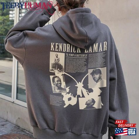 Kendrick Lamar Hoodie Tour Sweatshirt Vintage Graphic T-Shirt Unisex Classic Check more at https://teebyhuman.com/product/kendrick-lamar-hoodie-tour-sweatshirt-vintage-graphic-t-shirt-unisex-classic/ Kendrick Lamar Hoodie, Kendrick Lamar Merch, Kendrick Lamar Poster, To Pimp A Butterfly, Iconic Album Covers, Shirt Designs For Men, Sweatshirt Vintage, T Shirt Printing, Kendrick Lamar