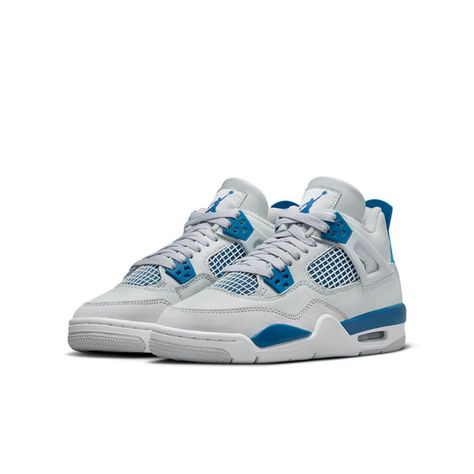 (GS) Air Jordan 4 Retro 'Military Blue' 2024 HF4281-141 - KICKS CREW Jordan 4s Blue, Aesthetic Costumes, Nike Shoes Women Fashion, Dream Shoe, Nike Air Jordan 4 Retro, Pretty Sneakers, Nike Air Jordan 4, Blue Jordans, Jordan 4s