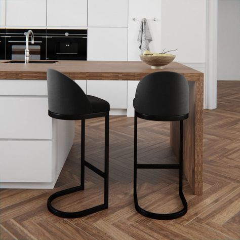 Breakfast Island, Modern Bar Stools Kitchen, Stool With Backrest, Metal Bar Stool, Kitchen Stool, Inspired Furniture, Luxe Design, Stools For Kitchen Island, Metal Bar Stools