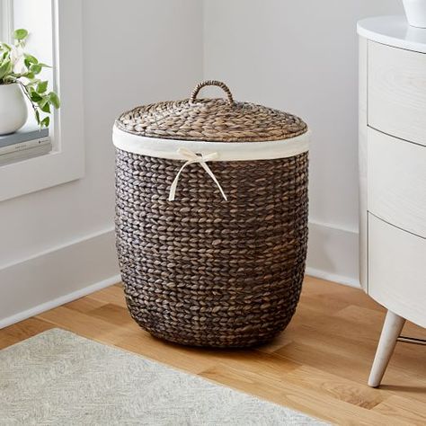 Modern Laundry Hampers & Storage | West Elm Landry Room, Laundry Hamper Storage, Laundry Hamper With Lid, Fig Plant, Lidded Baskets, Hamper Storage, Basket With Lid, Stylish Curtains, Seagrass Basket