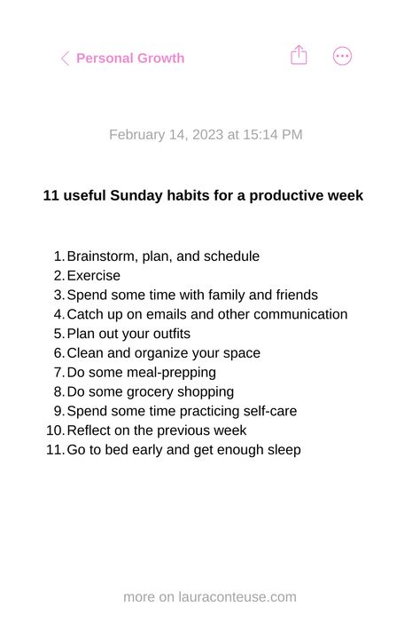 a white background pin that says Useful Sunday Habits for a Productive Week How To Set Yourself Up For Success, Self Care For Each Day Of The Week, 2024 Prep, Abby Organizes, Fall Reset, Sunday Habits, Productive Sunday, Productive Activities, Weekly Focus