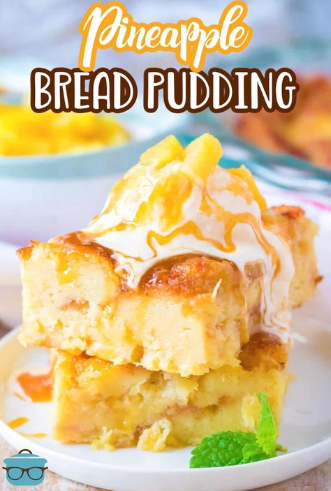 A tasty breakfast or dessert, this Pineapple Bread Pudding is super flavorful, easy and only takes a handful of ingredients! Pineapple Bread Pudding, Best Bread Pudding Recipe, Pineapple Bread, Pineapple Dessert Recipes, Pineapple Recipes, Country Cook, Tasty Breakfast, Bread Pudding Recipe, The Country Cook