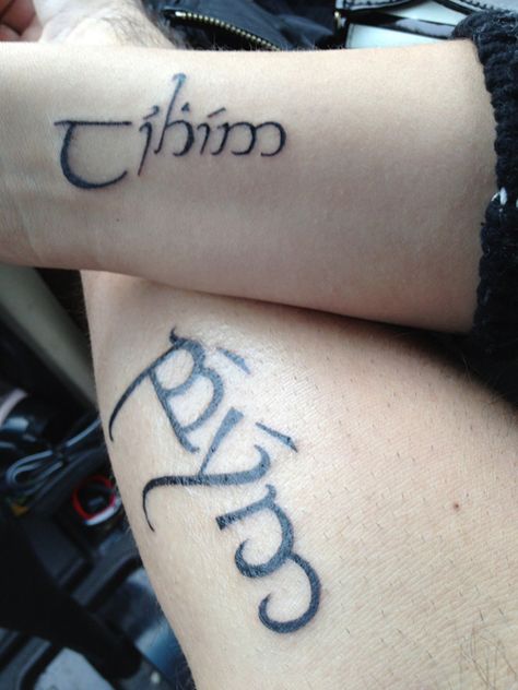 Beren and Luthien tattoo Beren And Luthien Tattoo, Luthien Tattoo, Elven Tattoo, Beren And Luthien, Elvish Tattoo, Different Alphabets, Most Popular Tattoos, Large Tattoos, Tumblr Image