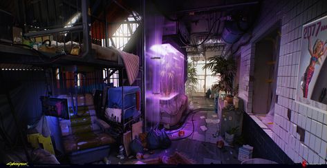 Scavengers Hideout Concept Art - Cyberpunk 2077 Art Gallery Hideout Concept Art, Cyberpunk 2077 Art, Cyberpunk 2077 Concept Art, Cyberpunk Room, Futuristic Concept Art, Cyberpunk Concept Art, Dark Future, Cyberpunk City, Cyberpunk Art