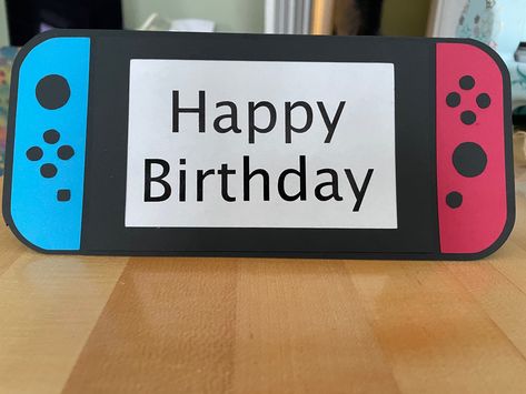 Nintendo Switch Card Birthday, Paper Nintendo Switch, Nintendo Switch Birthday Card Diy, Nintendo Switch Svg, Gamer Card Ideas, Boys Birthday Cards Handmade, Nintendo Switch Birthday Cake, Nintendo Switch Birthday Party Ideas, Gamer Birthday Cards