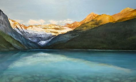 Iconic Louise, acrylic landscape painting of Lake Louise by Jane Bronsch | Effusion Art Gallery, Invermere BC Lake Louise Winter, Invermere Bc, Acrylic Landscape, Landscape Paintings Acrylic, Boat Painting, Winter Painting, Red Tree, Lake Louise, Autumn Painting